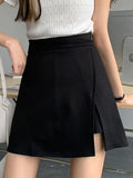 Casual Women A-line Solid Color All-match High Waist Irregular Mini Skirt