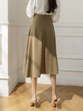 Ladies Elegant Spring Korean Style All-match Big Swing High Waist Women Long A-line Skirt