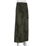 Harajuku Slit Cargo Long Skirts Y2K Low Waist Maxi Skirt Women Ankle-Length Camo Skirt