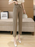 High Waist Pencil Pants Women Fashion Korean Style All-match Office Lady Elegant Ankle-length Pants