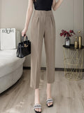 High Waist Spring Fashion Korean Style All-match Straight Office Lady Elegant Ankle-length Pencil Pants