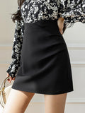 High Waist Women Summer Korean Style All-match Solid Color Office Ladies Elegant Short Skirt