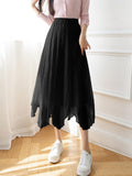 Women Casual Long Korean Style Asymmetrical All-match High Waist Ladies Elegant A-line Skirt