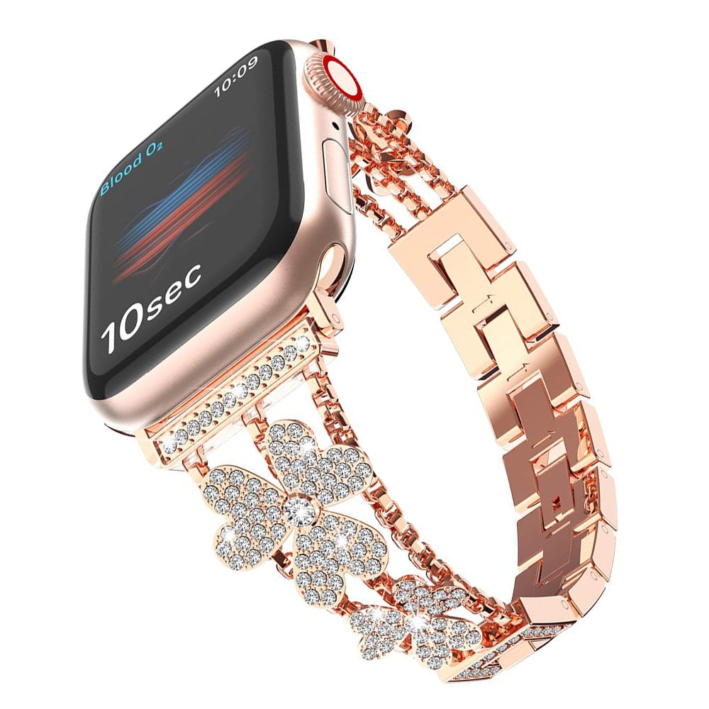 Diamond Steel Strap for Apple Watch Band 42mm 38mm Women Jewelry Wrist –  jetechband