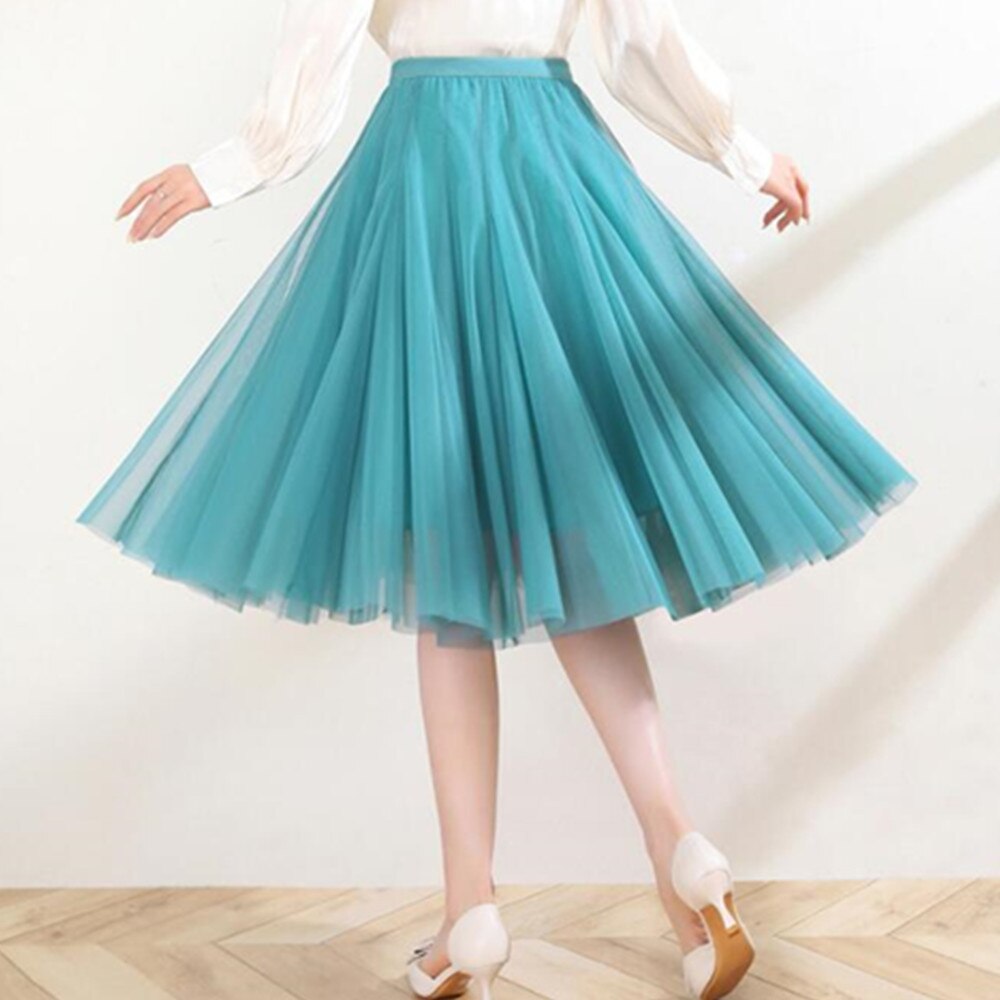 Petticoat Tutu Tulle Skirt, Midi Pleated Skirtss