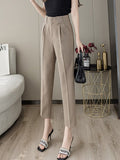 High Waist Spring Fashion Korean Style All-match Straight Office Lady Elegant Ankle-length Pencil Pants