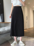 High Waist Pleated Skirts Fashion Korean Style Streetwear All-match Ladies Elegant A-line Long Skirt