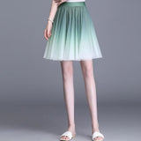 Retro Tulle Women Summer Korean Skirt Streetwear Ladies Mesh Casual Ball Gown Saia Short Skirts