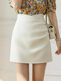 High Waist Women Summer Korean Style All-match Solid Color Office Ladies Elegant Short Skirt