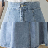 Women Denim Maxi Long Girl Pleated Korean Harajuku Mujer Faldas Blue Vintage Jeans Skirts