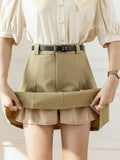 High Waist Casual Women Solid Color A-line Summer All-matched Mini Shorts Skirts