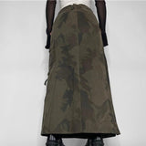 Harajuku Slit Cargo Long Skirts Y2K Low Waist Maxi Skirt Women Ankle-Length Camo Skirt