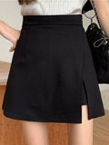 Casual Women A-line Solid Color All-match High Waist Irregular Mini Skirt