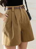High Waist Casual Women Comfortable Cotton Solid Color All-matched Loose Short Pants