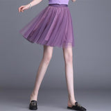 Retro Tulle Women Summer Korean Skirt Streetwear Ladies Mesh Casual Ball Gown Saia Short Skirts