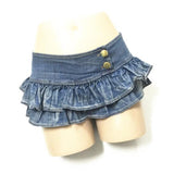 Women Low Waist Ruffles Cake Short Mini Denim Skirt Y2K Streetwear Party Sexy Jean Skirts