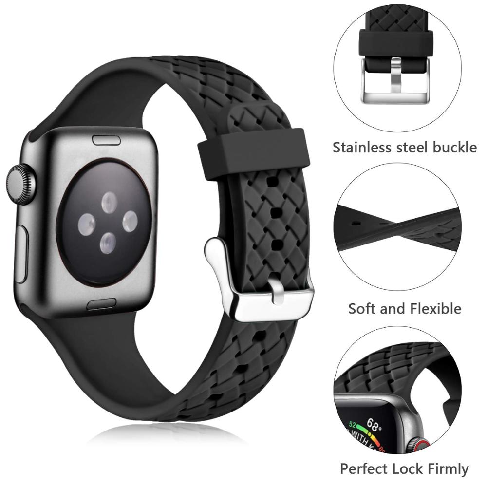 Silicone Strap for Apple watch band 44mm 40mm 45mm 41mm 42mm 38mm Accessories Woven Pattern bracelet iWatch series 6 5 4 3 SE 7