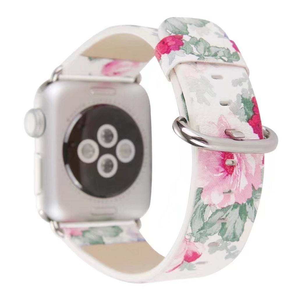 Accessories Apple Watch band Strap, Chinese Ink Painting Flower Vegan Leather,  44mm/ 40mm/ 42mm/ 38mm Wristband for iWatch Series 1 2 3 4