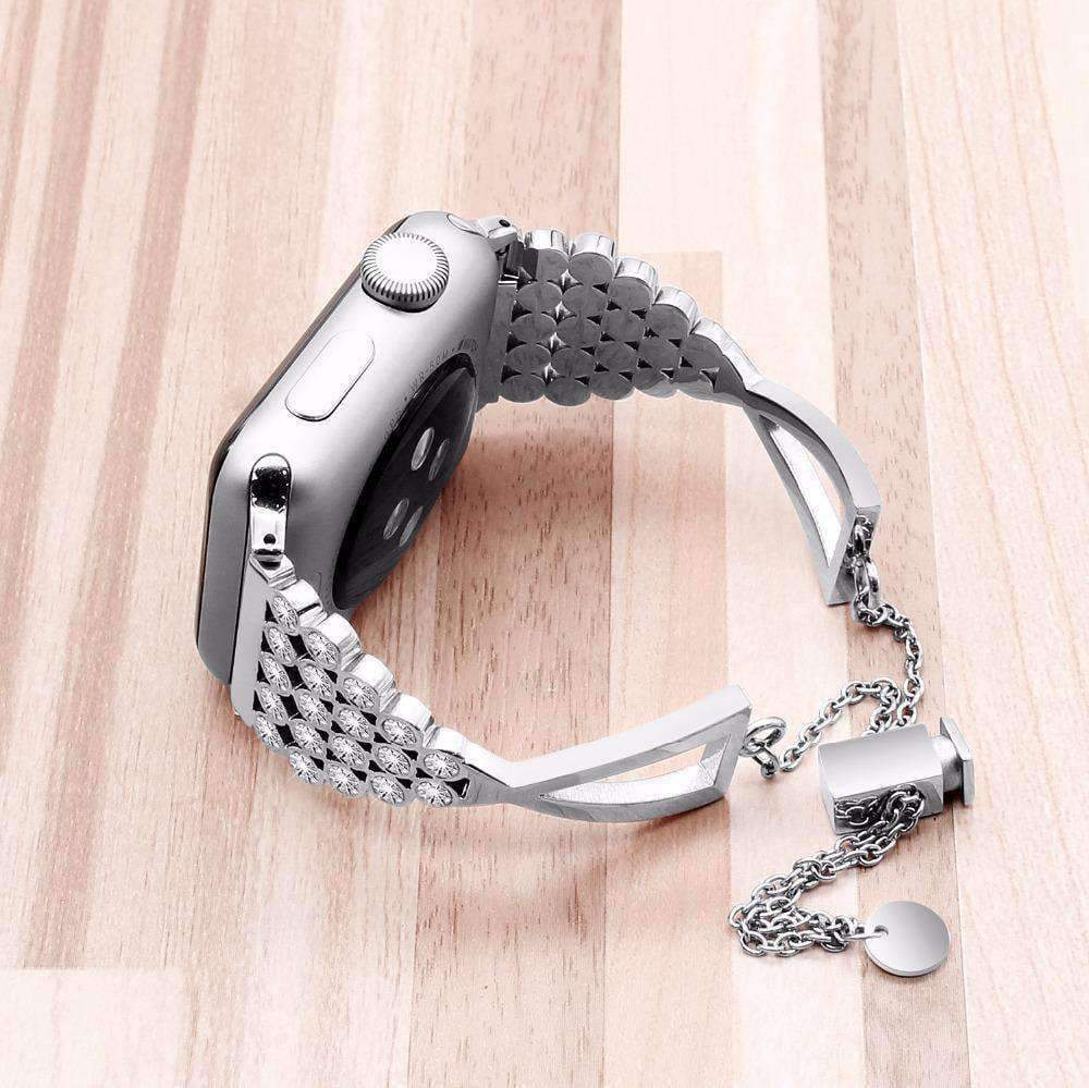 Accessories Apple watch cuff band,  Bling Luxury Crystal Diamond iWatch cuff bangle,  Stainless Steel, 44mm, 40mm, 42mm, 38mm, Series 1 2 3 4