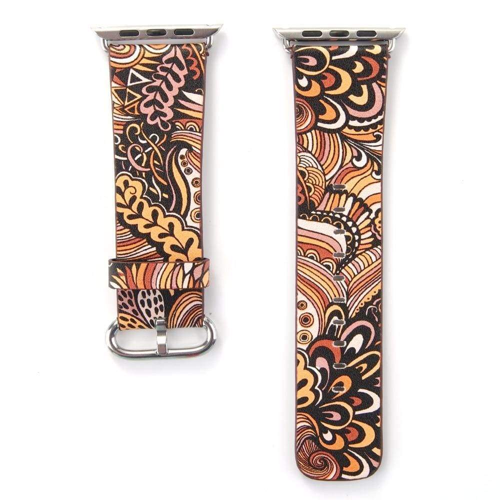 Accessories Apple Watch leather flower print band strap, 44mm/ 40mm/ 42mm/ 38mm Series 1 2 3 4