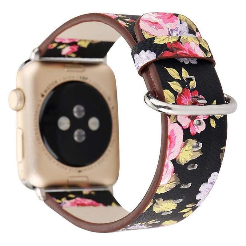 Luxury Men Women Apple Watch Band Flower Leather Watchs Strap