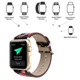 Accessories Apple Watch Series 5 4 3 2 Band, Elegant Floral Printed Leather Loop Watch Band for 38mm, 40mm, 42mm, 44mm