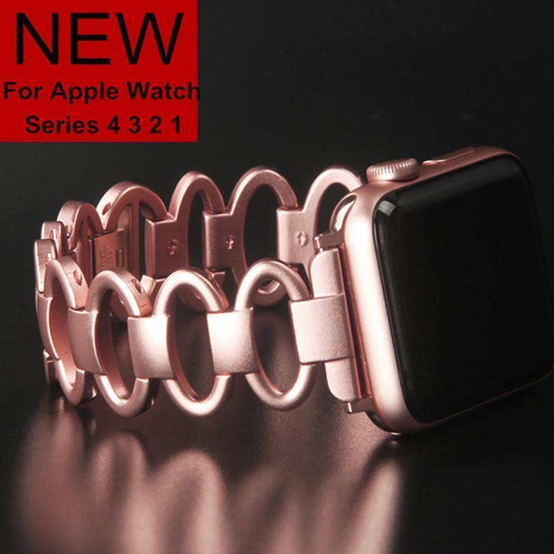 accessories Apple Watch Series 5 4 3 2 Band,  Elliptical Style Wristband, Stainless Steel Metal iWatch Strap 38mm, 40mm, 42mm, 44mm