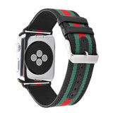 Accessories Black / 38mm/40mm Apple Watch Band Strap Striped Nylon & Leather, Fits Series  44mm/ 40mm/ 42mm/ 38mm  iwatch Series 1 2 3 4