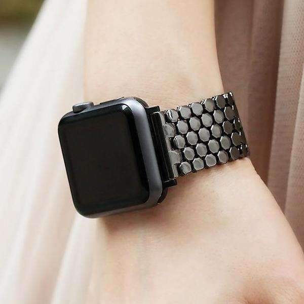 Accessories Black / 42mm / 44 mm Apple watch series 5 4 3 2 Band honeycomb Stainless steel iwatch strap, 44mm, 40mm, 42mm, 38mm, US Fast Shipping