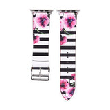 Accessories Black and White1 / 38mm/40mm Apple Watch band strap, flower floral design print, 44mm/ 40mm/ 42mm/ 38mm , Series 1 2 3 4