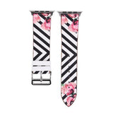 Accessories Black and White2 / 38mm/40mm Apple Watch band strap, flower floral design print, 44mm/ 40mm/ 42mm/ 38mm , Series 1 2 3 4