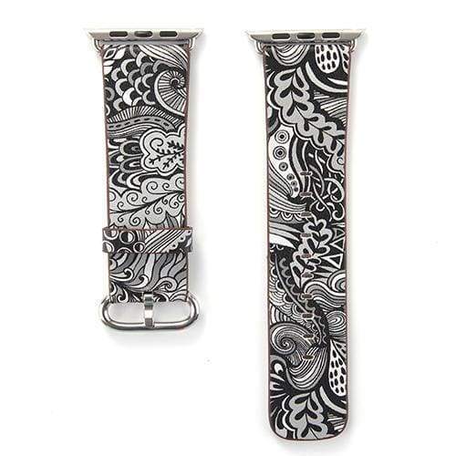 Accessories Gray / 38mm/40mm Apple Watch leather flower print band strap, 44mm/ 40mm/ 42mm/ 38mm Series 1 2 3 4