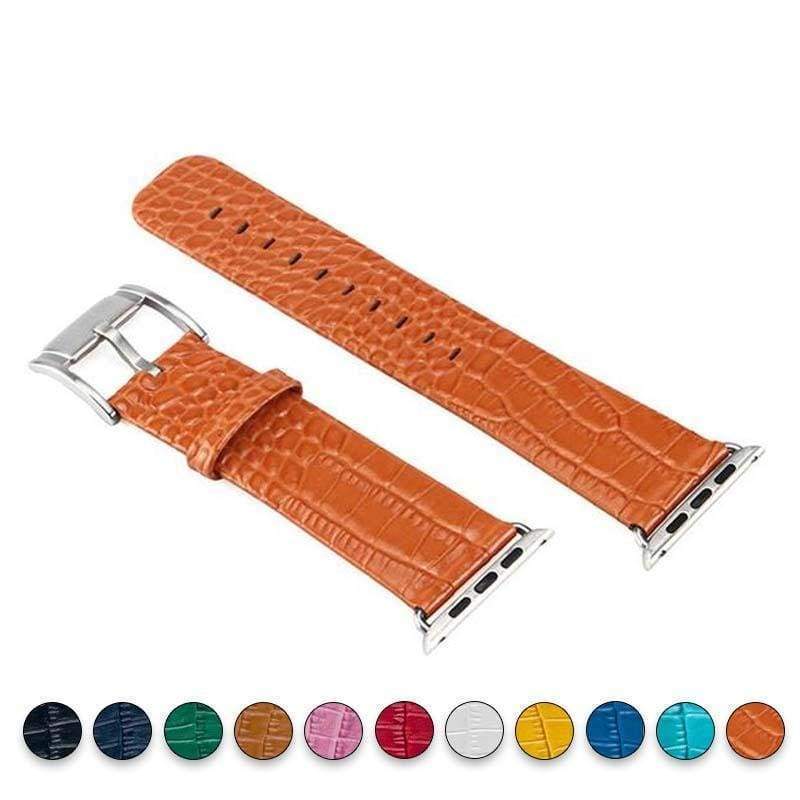 Accessories Orange / 38mm / 40mm Apple Watch Series 5 4 3 2 Band, Crocodile Genuine Leather Strap for iWatch 38mm, 40mm, 42mm, 44mm