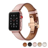 accessories Pink / 38mm / 42mm Apple Watch Series 5 4 3 2 Band, Genuine Leather, Rose Gold Connectors & Buckle, fits Nike, hermes 38mm, 40mm, 42mm, 44mm - US Fast Shipping