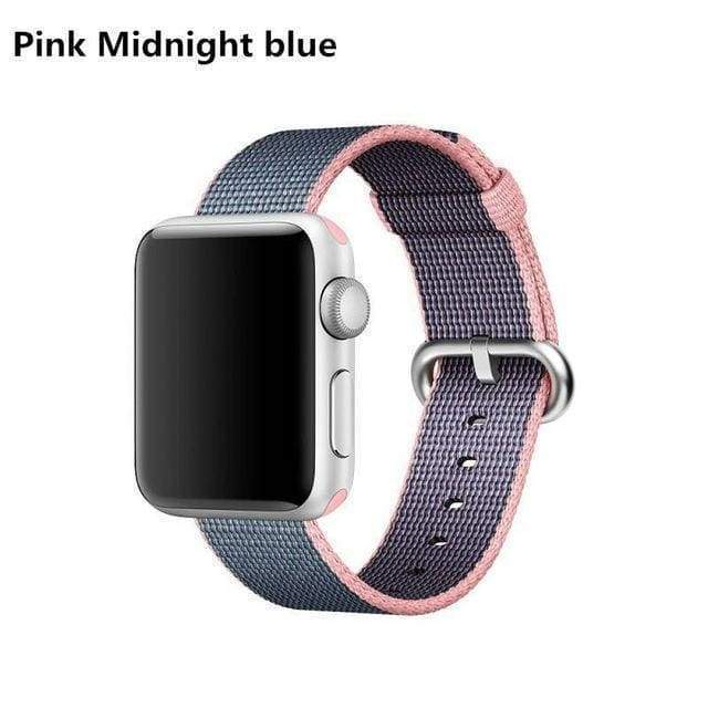 accessories pink Midnight blue / 38mm / 40mm Apple Watch Series 5 4 3 2 Band, Sport Woven Nylon Strap, Wrist bracelet belt fabric-like nylon band for iwatch 38mm, 40mm, 42mm, 44mm - US Fast Shipping