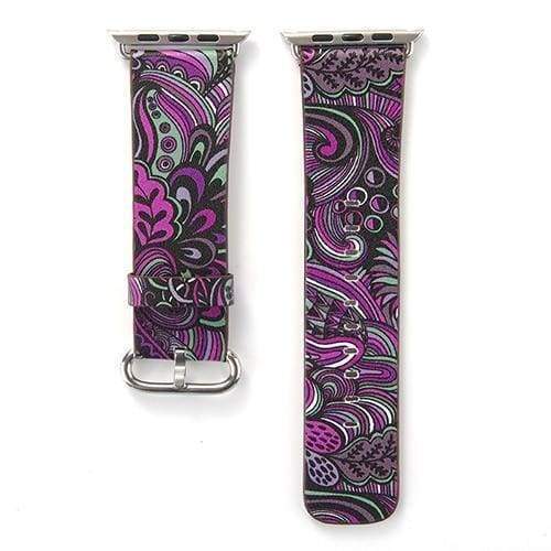 Accessories Purple / 38mm/40mm Apple Watch leather flower print band strap, 44mm/ 40mm/ 42mm/ 38mm Series 1 2 3 4
