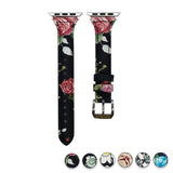 accessories Red FLoral / 38mm/40mm Genuine Leather Apple Watch band, 44mm/ 40mm/ 42mm/ 38mm, Iwatch Series 1 2 3 4, USA Fast Shipping