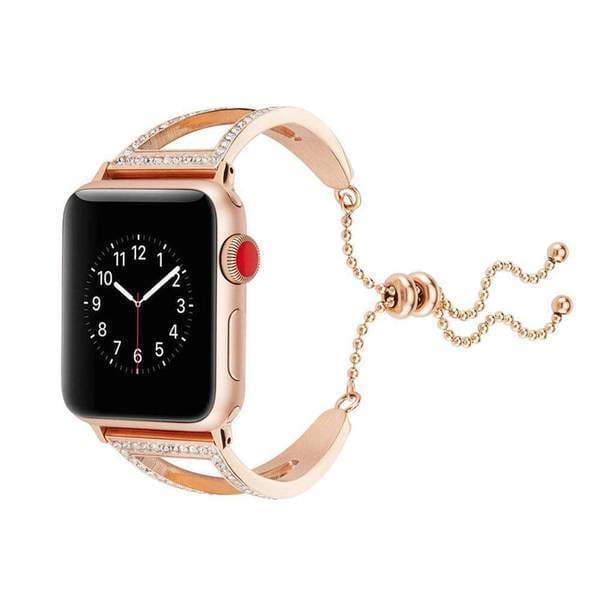 Accessories Rose Gold 1 / 38mm/40mm Apple watch cuff band,  Bling Luxury Crystal Diamond iWatch cuff bangle,  Stainless Steel, 44mm, 40mm, 42mm, 38mm, Series 1 2 3 4