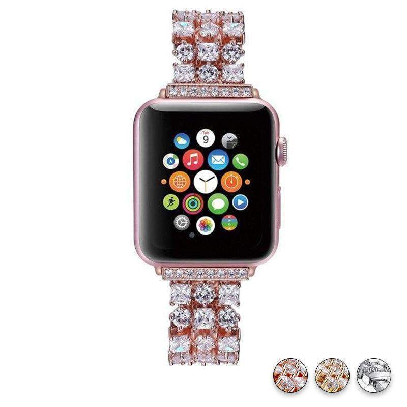 Accessories Rose Gold / 38mm/40mm Apple Watch crystal band, Luxury Bling Diamond Bracelet,  Rhinestone Stainless Steel Strap 44mm/ 40mm/ 42mm/ 38mm, iWatch Series 1 2 3 4