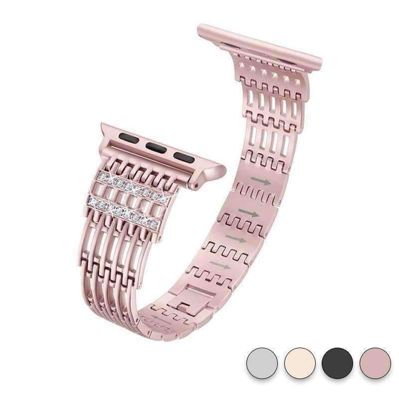 accessories Rose Gold / 38mm / 40mm Apple Watch Series 5 4 3 2 Band, Bling Stainless Steel Metal Watch band for Apple Watch band 38mm, 40mm, 42mm, 44mm