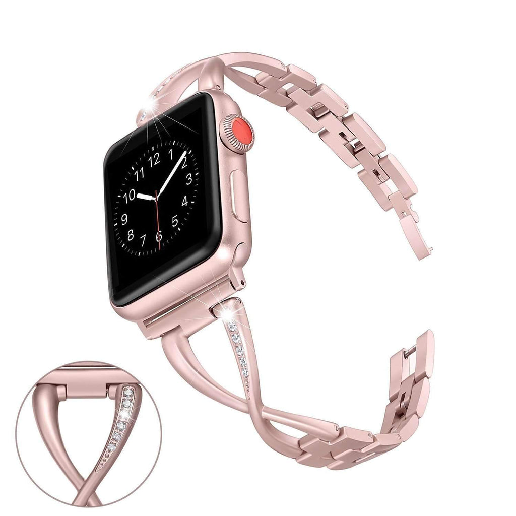 Accessories Rose gold / 38mm / 40mm Apple Watch Series 5 4 3 2 Band, Elegant Crystal bling Rhinestone Bracelet, Stainless Steel for iwatch 38mm, 40mm, 42mm, 44mm - US fast shipping