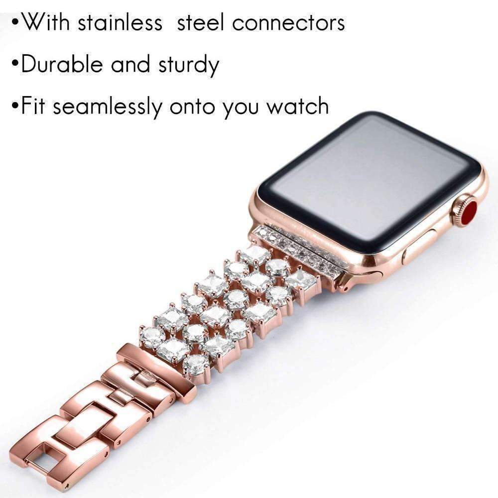 Accessories Rose Gold / 42mm/44mm Apple Watch crystal band, Luxury Bling Diamond Bracelet,  Rhinestone Stainless Steel Strap 44mm/ 40mm/ 42mm/ 38mm, iWatch Series 1 2 3 4