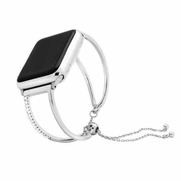 Accessories Silver 2 / 38mm/40mm Apple watch cuff band,  Bling Luxury Crystal Diamond iWatch cuff bangle,  Stainless Steel, 44mm, 40mm, 42mm, 38mm, Series 1 2 3 4