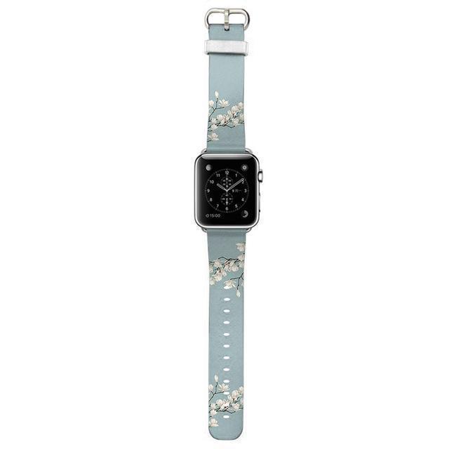 Accessories Silver buckle with light blue leather / 38mm / 40mm Apple Watch Series 5 4 3 2 Band, Flower Blue strap, Original Magnolia Bracelet Fashion Genuine Cow Leather Watchband 38mm, 40mm, 42mm, 44mm
