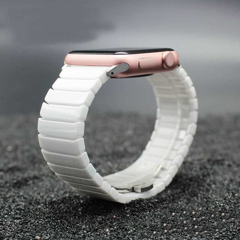 Accessories White / 38mm / 40mm Apple Watch Series 5 4 3 2 Band, Ceramic link, Luxury Butterfly Clasp Loop Strap Black & white 38mm, 40mm, 42mm, 44mm - US Fast Shipping