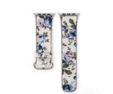 Accessories White Blue Floral / 38mm / 40mm Apple Watch Series 5 4 3 2 Band, Elegant Floral Printed Leather Loop Watch Band for 38mm, 40mm, 42mm, 44mm