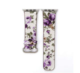 Accessories White Purple Floral / 38mm / 40mm Apple Watch Series 5 4 3 2 Band, Elegant Floral Printed Leather Loop Watch Band for 38mm, 40mm, 42mm, 44mm