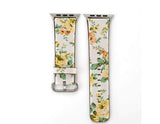 Accessories White Yellow Floral / 38mm / 40mm Apple Watch Series 5 4 3 2 Band, Elegant Floral Printed Leather Loop Watch Band for 38mm, 40mm, 42mm, 44mm