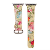 Accessories Yellow Floral / 38mm/40mm Apple Watch band Strap, Chinese Ink Painting Flower Vegan Leather,  44mm/ 40mm/ 42mm/ 38mm Wristband for iWatch Series 1 2 3 4