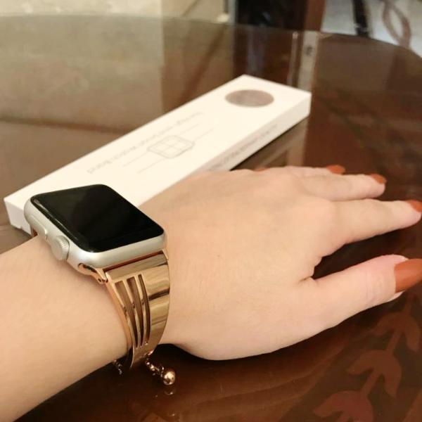 Apple Apple Watch band cuff, Stainless Steel strap, Fits Series 1 2 3 4 5 44mm, 40mm, 42mm, 38mm Luxury iwatch Bracelet